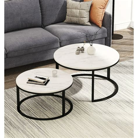 Black And White Coffee Table Round